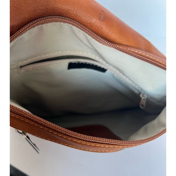 Vera Pelle Leather Cognac Brown Crossbody Shoulder Purse  Bag - Picture 8 of 15